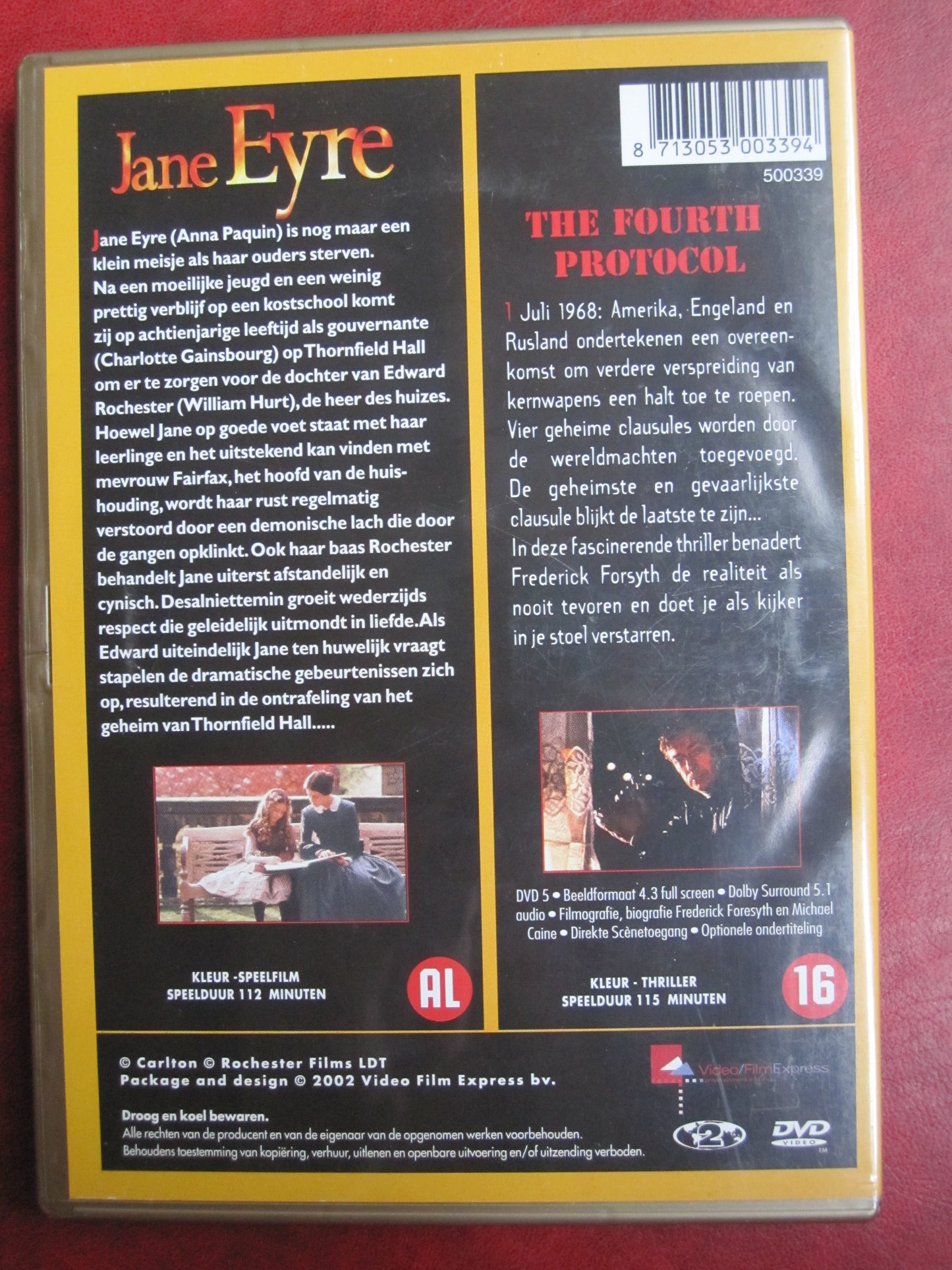 Jane Eyre + The Fourth Protocol (2 films op 1 DVD)